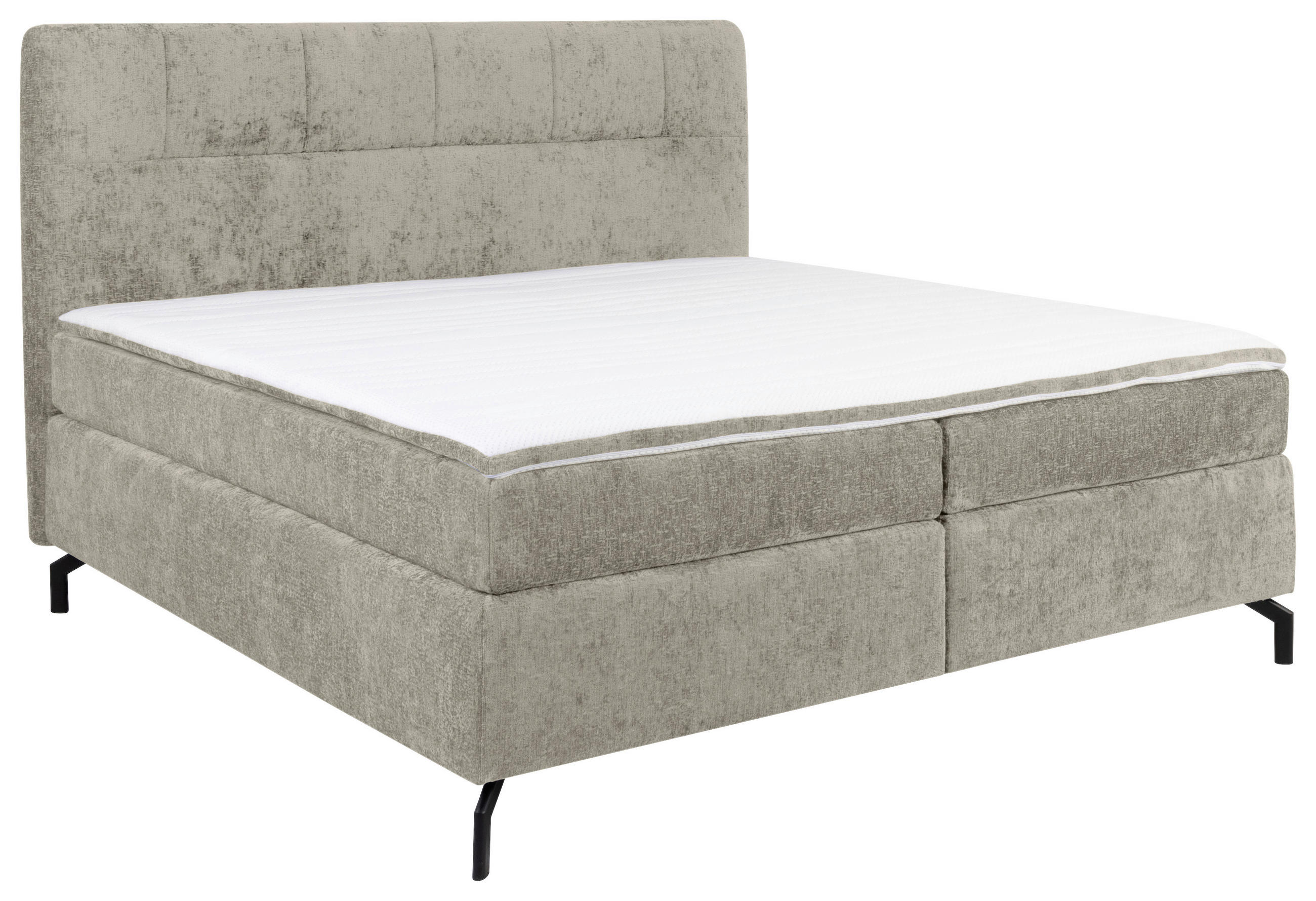 BOXSPRINGBETT 160/200 cm,  in Hellgrau, Topper, H3 + H3 = fest  - Hellgrau/Schwarz, Design, Textil/Metall (160/200cm) - Esposa