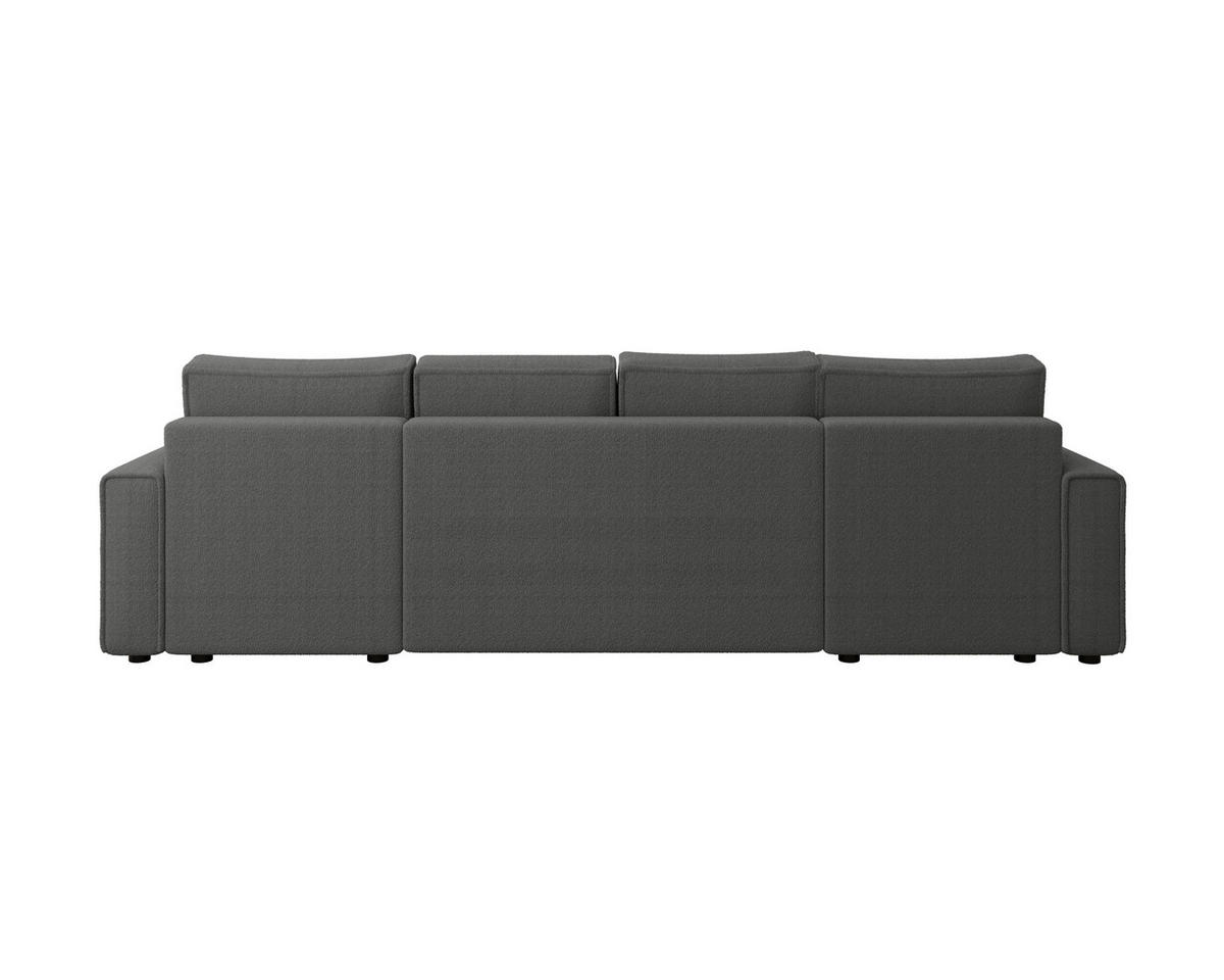 WOHNLANDSCHAFT Dunkelgrau Bouclé  - Dunkelgrau/Schwarz, MODERN, Kunststoff/Textil (140/305/140cm) - Carryhome
