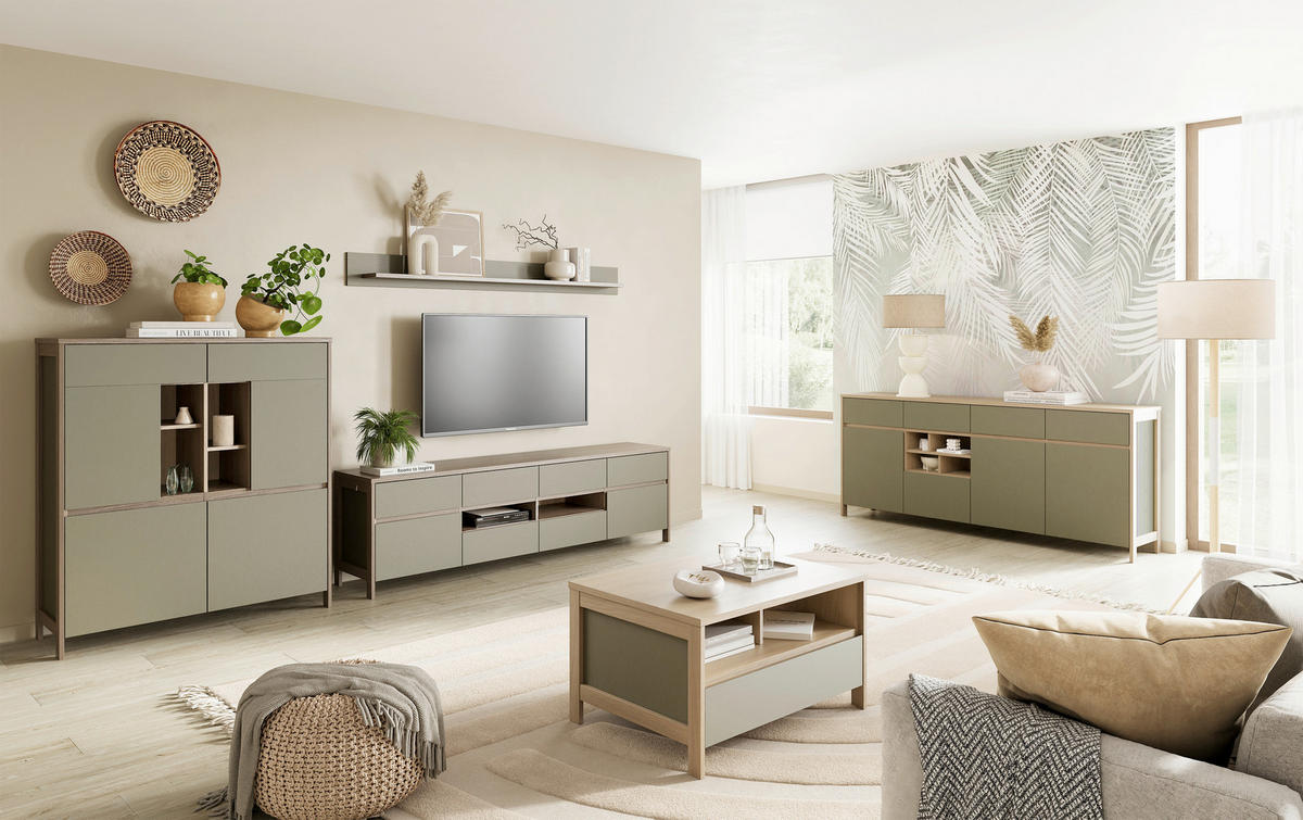 SIDEBOARD  193/85/39 cm 4 Schublade(n)  - Eukalyptusholzfarben/Eichefarben, Design, Holzwerkstoff (193/85/39cm) - MID.YOU