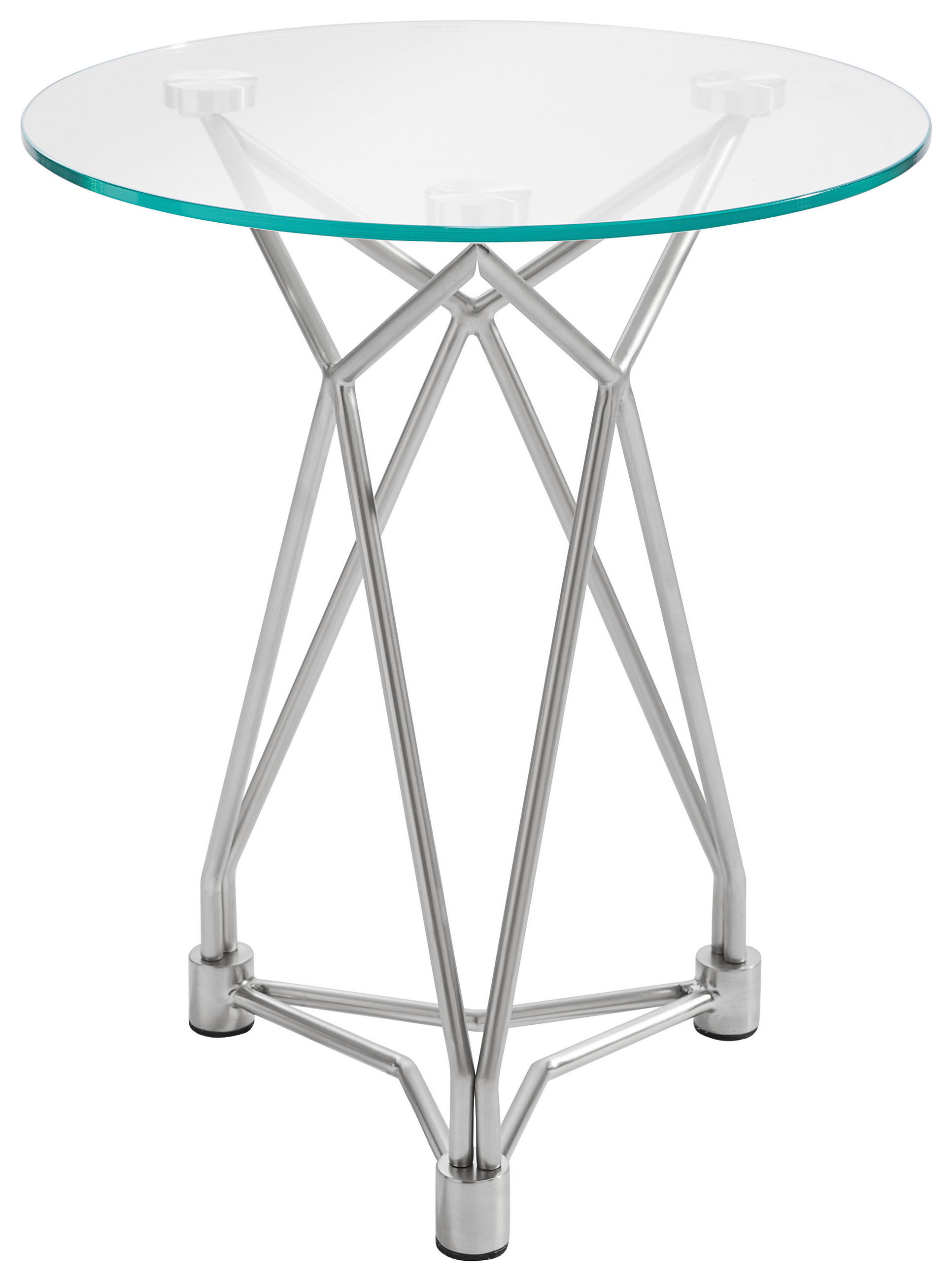 BEISTELLTISCH 46/46/55 cm Nickelfarben rund  - Nickelfarben, Design, Glas/Metall (46/46/55cm) - Xora
