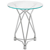 BEISTELLTISCH 46/46/55 cm Nickelfarben rund  - Nickelfarben, Design, Glas/Metall (46/46/55cm) - Xora