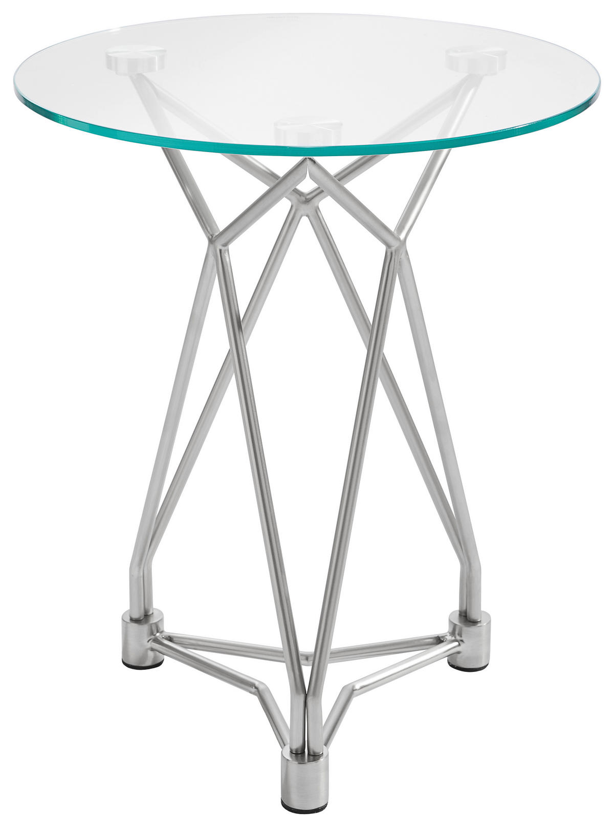 BEISTELLTISCH 46/46/55 cm Nickelfarben rund  - Nickelfarben, Design, Glas/Metall (46/46/55cm) - Xora