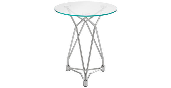 BEISTELLTISCH 46/46/55 cm Nickelfarben rund  - Nickelfarben, Design, Glas/Metall (46/46/55cm) - Xora