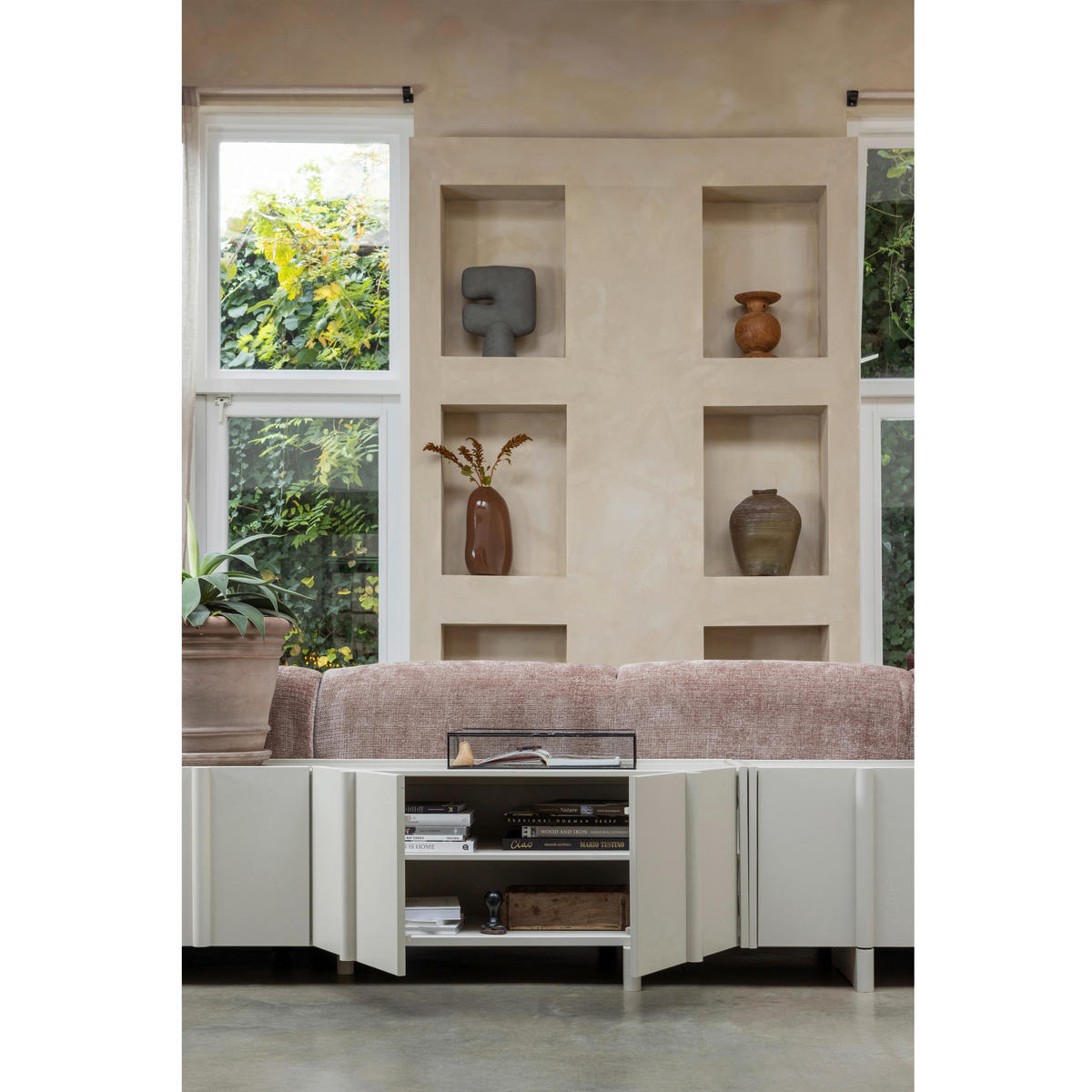 LOWBOARD Basu 152/53/46 cm   - Grau, Design, Holz (152/53/46cm) - Livetastic