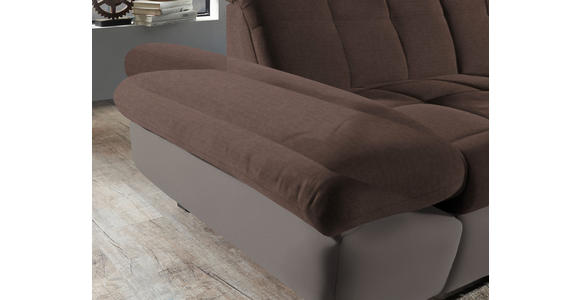 ECKSOFA in Mikrofaser Hellbraun 204/341 cm - Hellbraun/Schwarz, Design, Textil/Metall (204/341cm) - Xora