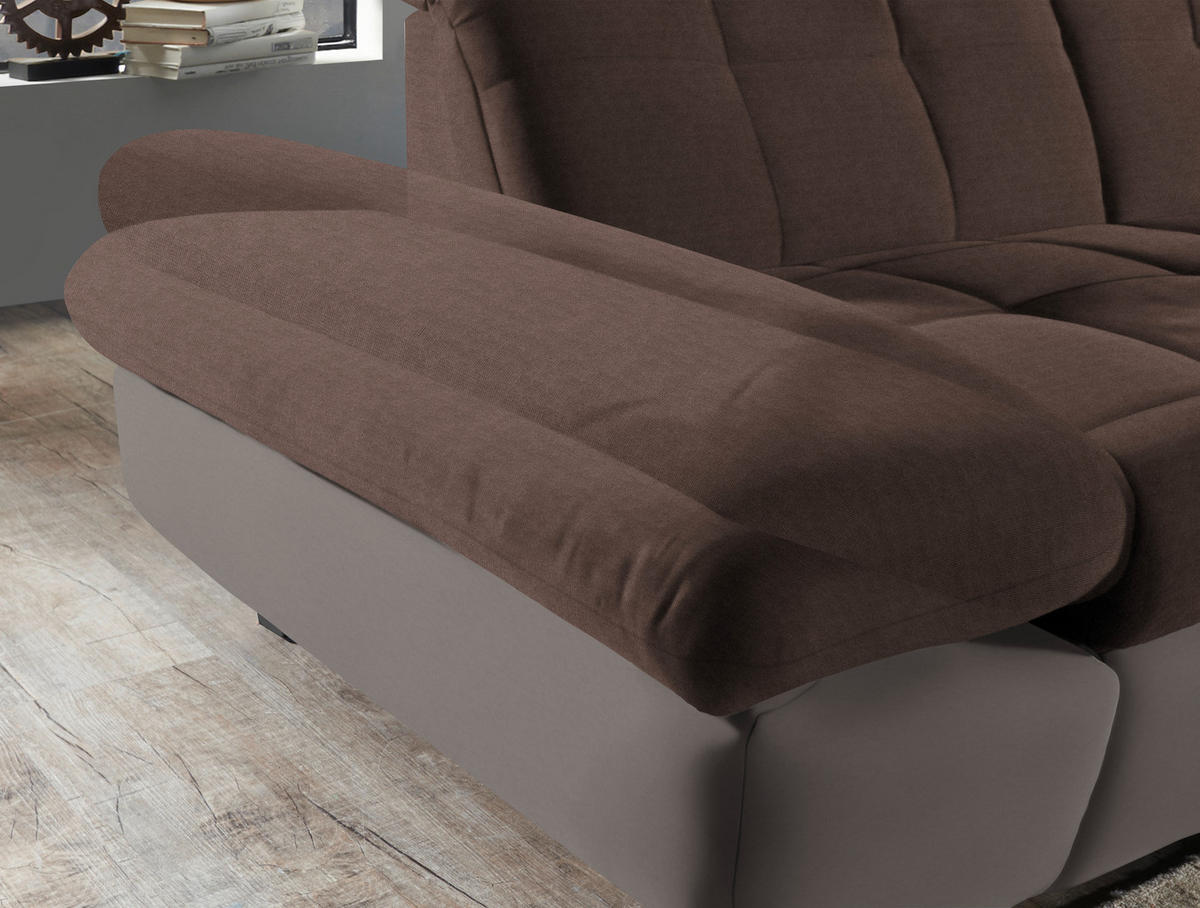 ECKSOFA in Mikrofaser Hellbraun  - Hellbraun/Schwarz, Design, Textil/Metall (204/341cm) - Xora