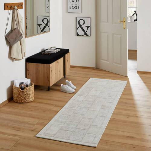 Thumbnail - Novel Läufer, Weiß, Textil, Patchwork, rechteckig, 68x220 cm, in verschiedenen Größen erhältlich, Teppiche & Böden, Tepp...