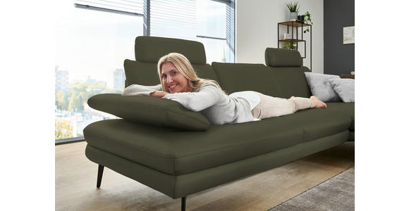 ECKSOFA in Echtleder Grün 310/180 cm - Schwarz/Grün, Design, Leder/Metall (310/180cm) - Dieter Knoll