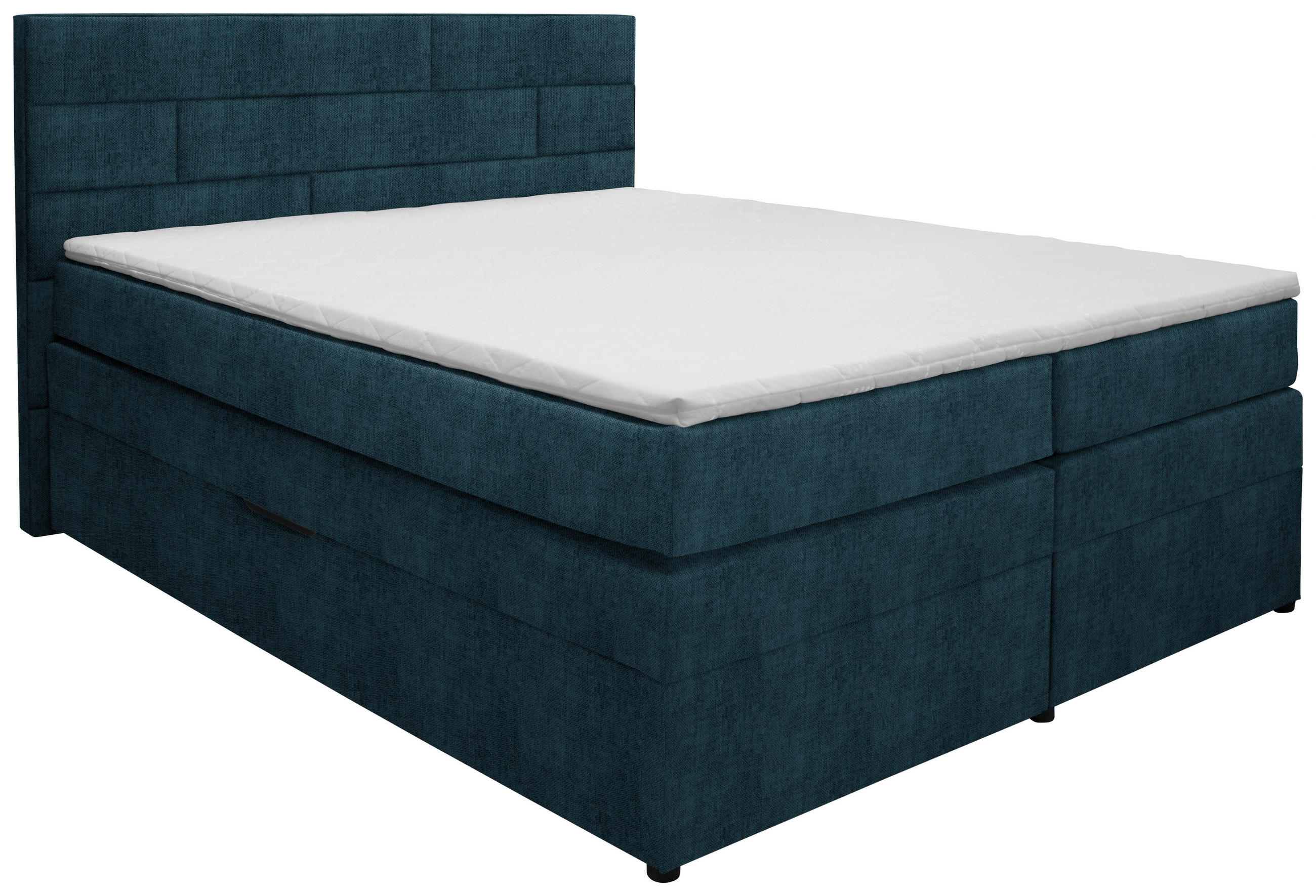 BOXSPRINGBETT 160/200 cm  in Dunkelblau  - Wengefarben/Dunkelblau, KONVENTIONELL, Holz/Textil (160/200cm) - Carryhome