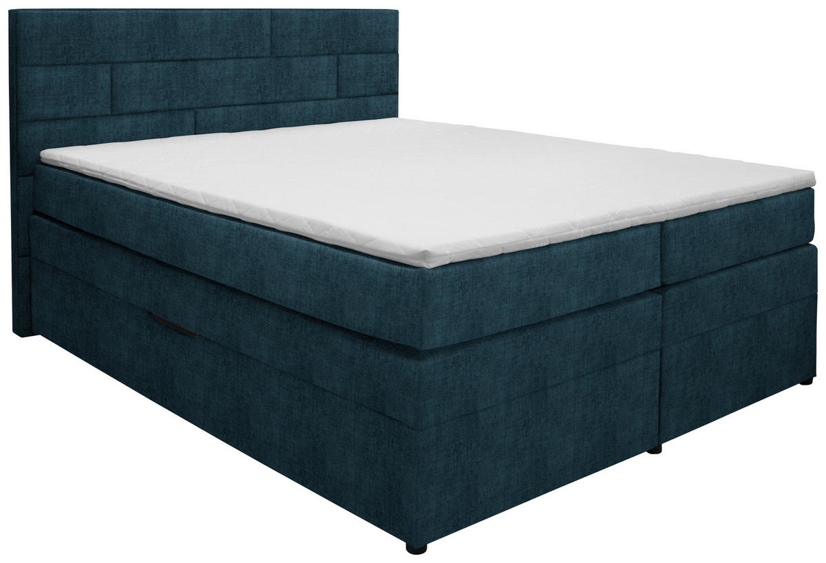 BOXSPRINGBETT 160/200 cm  in Dunkelblau  - Wengefarben/Dunkelblau, Konventionell, Holz/Textil (160/200cm) - Carryhome