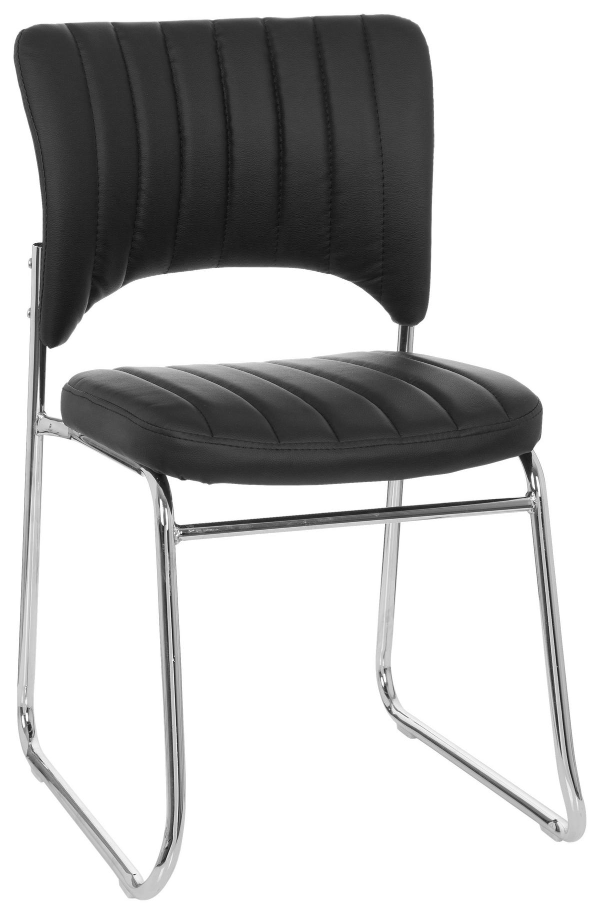 BESÖKSSTOL  i läderimitation svart  - kromfärg/svart, Modern, metall/textil (44/82/52cm) - MID.YOU