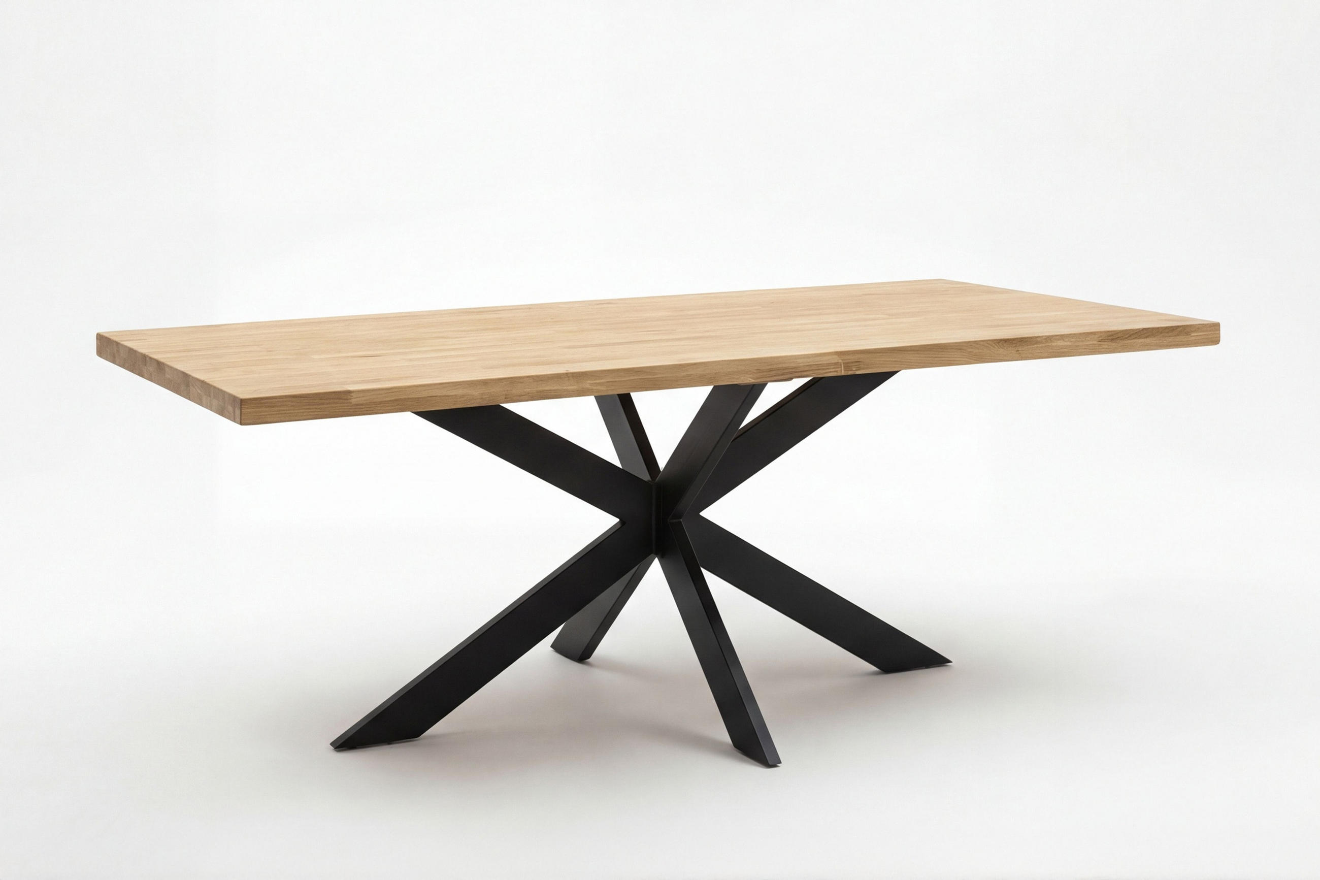JEDILNA MIZA, v celoti masivno hrast črna, barve hrasta  - črna/barve hrasta, Design, kovina/les (180/100/77cm) - P & B
