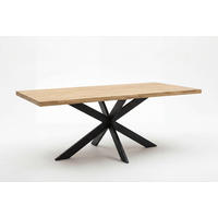 ESSTISCH 180/100/77 cm Echtholz  Holz, Metall rechteckig Schwarz, Eichefarben  - Eichefarben/Schwarz, Design, Holz/Metall (180/100/77cm) - P & B