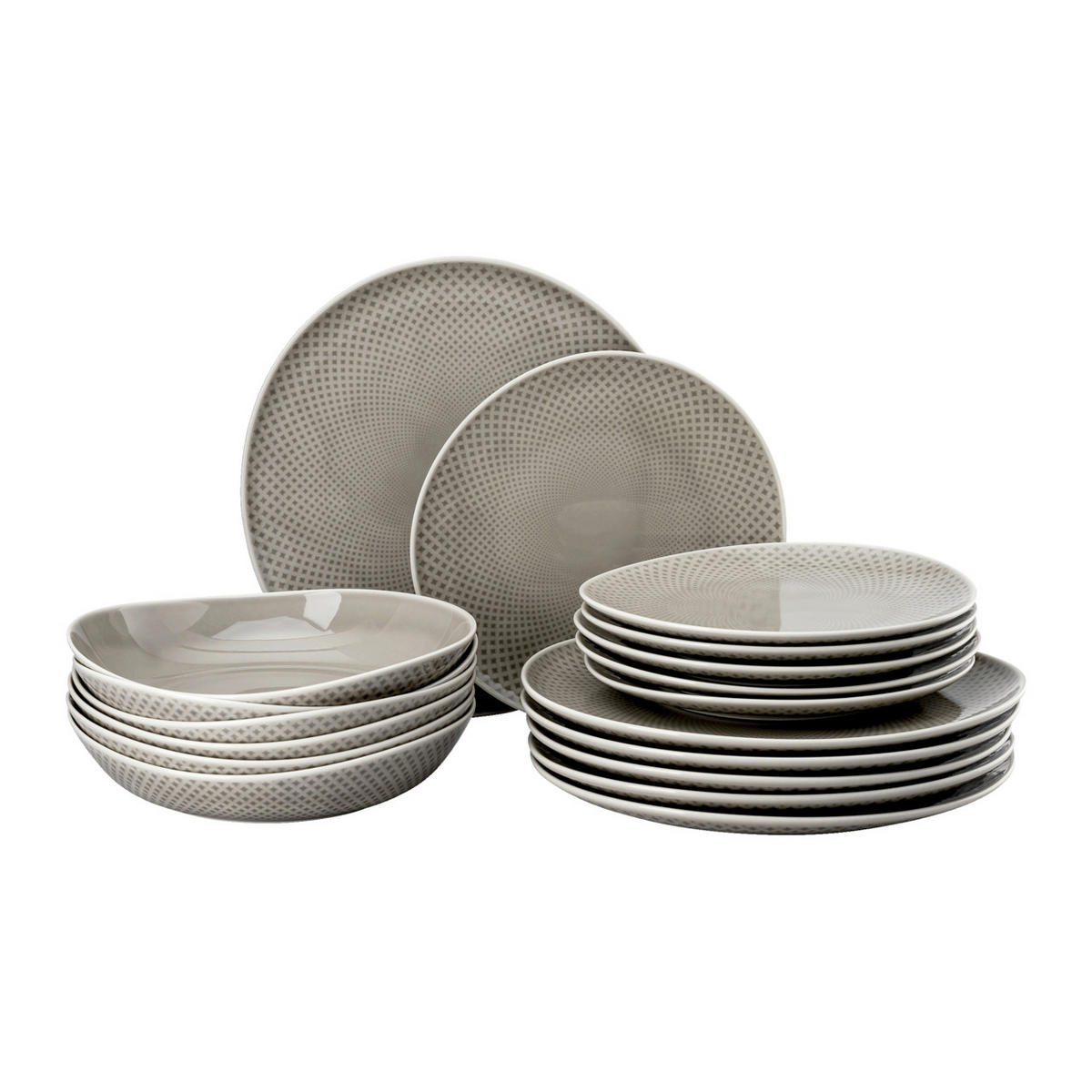KOMBISERVICE Hellgrau Junto 18-teilig 6 Personen  - Hellgrau, Basics, Keramik (32/31,7/28,1cm) - Rosenthal