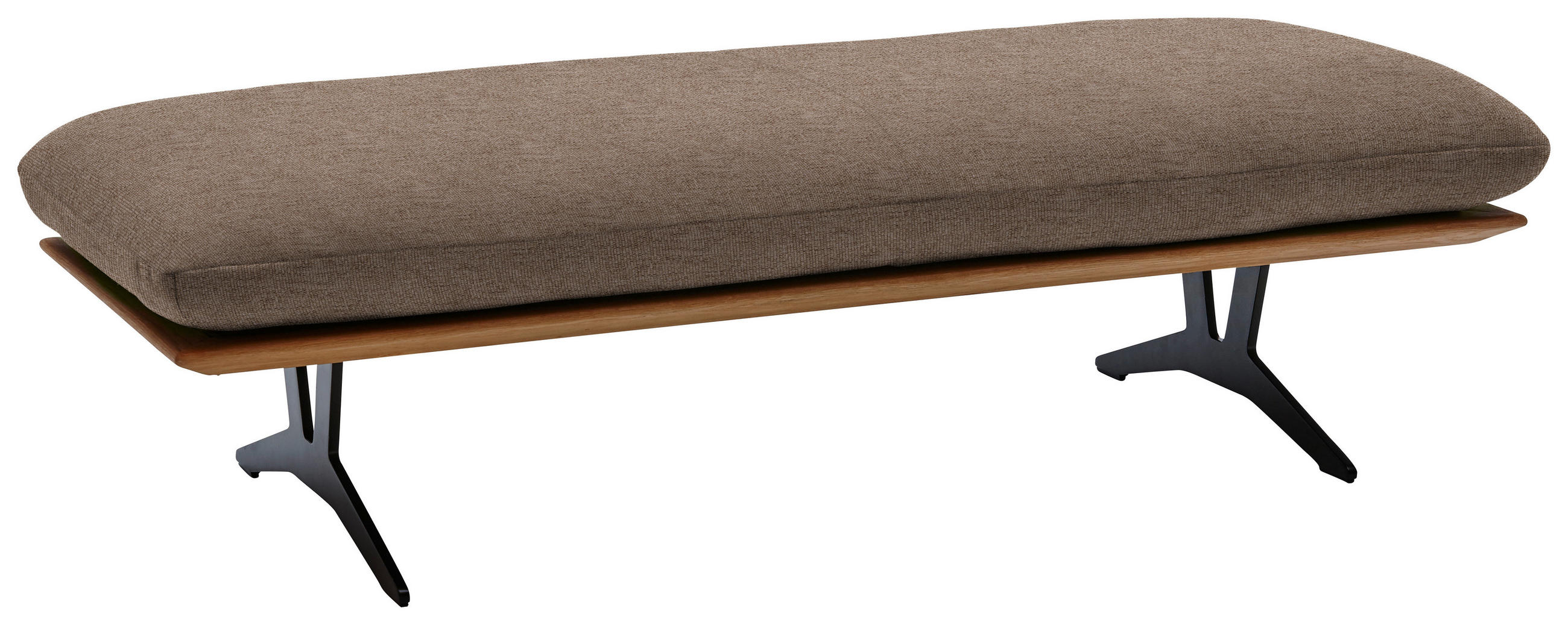 HOCKERBANK in Holz, Textil Hellbraun  - Hellbraun/Schwarz, Design, Holz/Textil (150/43/60cm) - Dieter Knoll