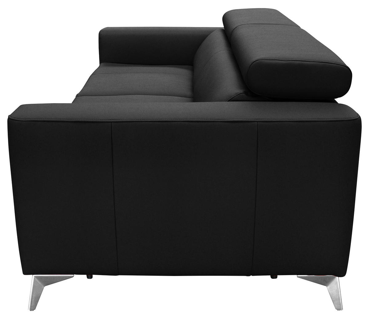 SCHLAFSOFA Schwarz Echtleder Lederlook  - Silberfarben/Schwarz, Design, Leder/Textil (206/95/101cm) - Livetastic