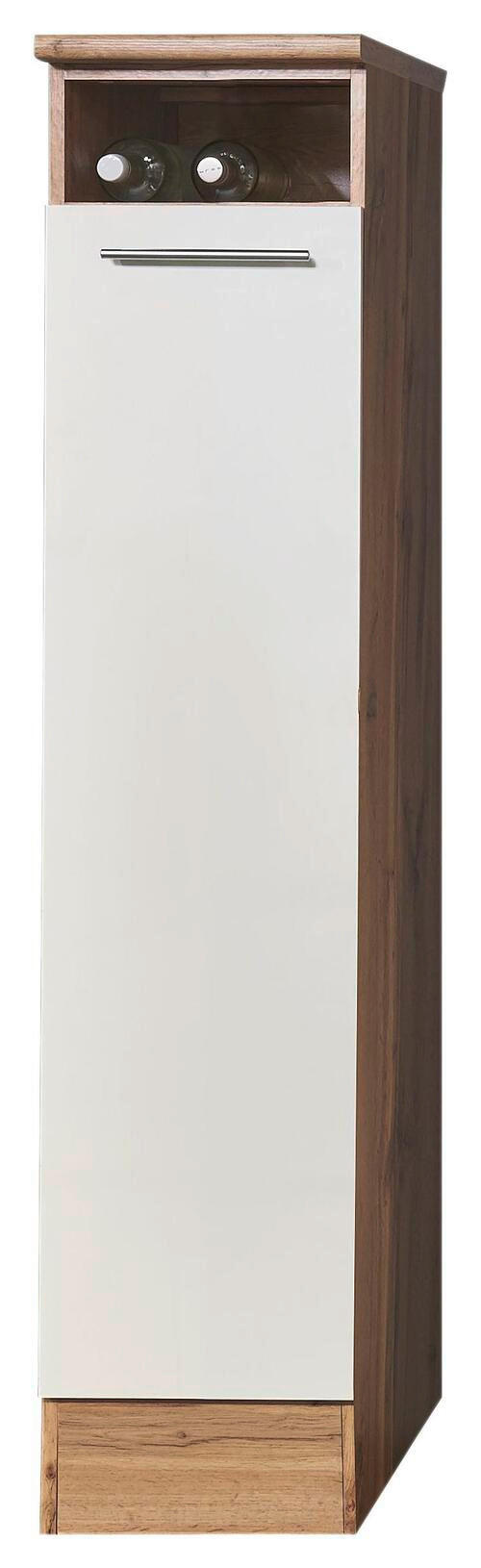APOTHEKERSCHRANK 30/158/60 cm  in Weiß, Eichefarben  - Eichefarben/Silberfarben, KONVENTIONELL, Holzwerkstoff/Metall (30/158/60cm) - Xora