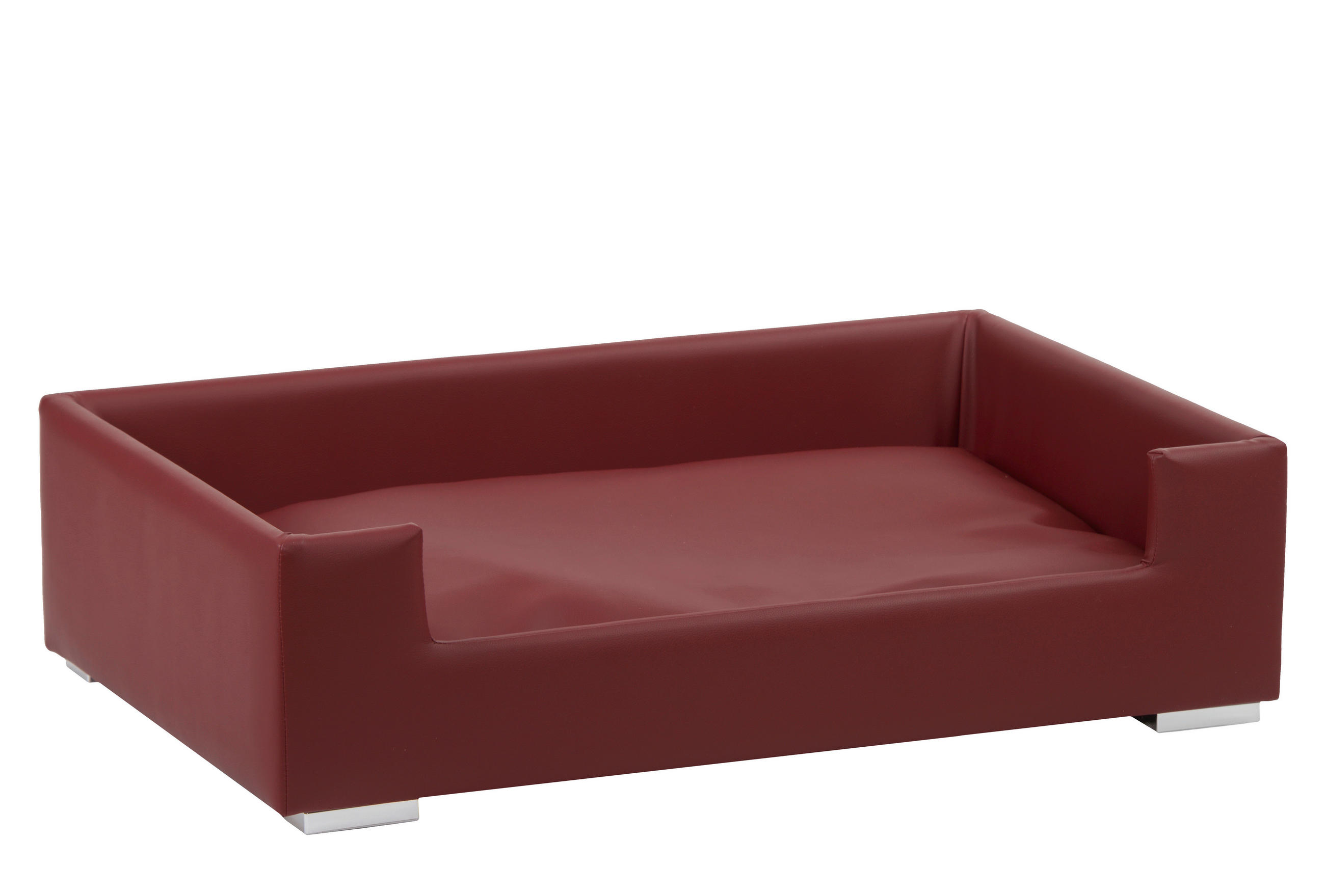 HUNDESOFA - Chromfarben/Bordeaux, KONVENTIONELL, Holz/Textil (91/57/25cm)