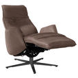 RELAXSESSEL in Leder Dunkelbraun  - Anthrazit/Dunkelbraun, Design, Leder/Metall (71/114/84cm) - Ambiente