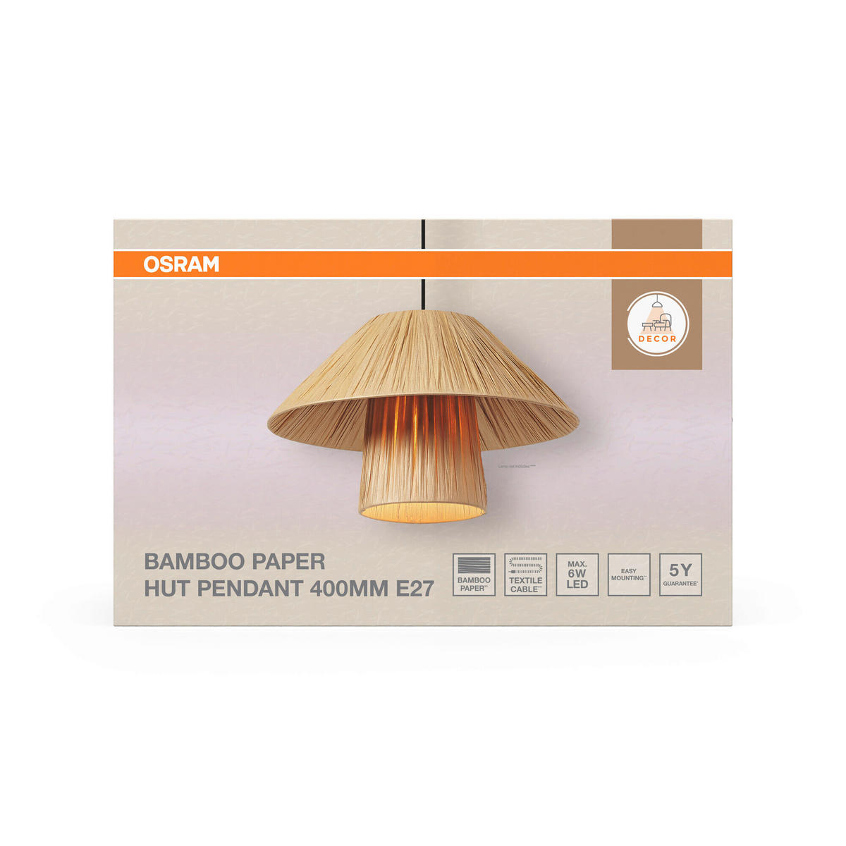 HÄNGELEUCHTE 40/120 cm  - Braun, Natur, Naturmaterialien/Metall (40/120cm) - Osram