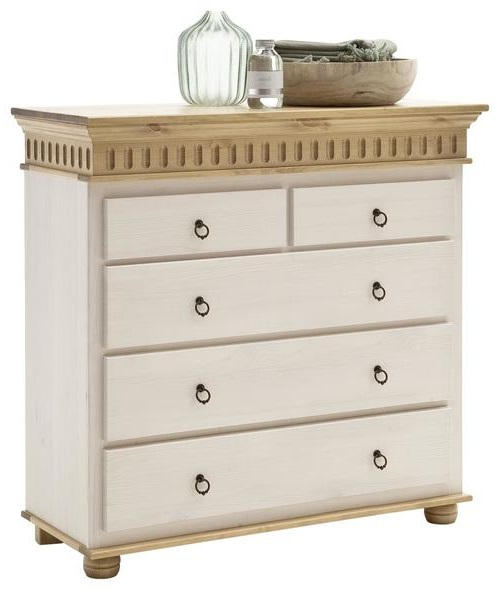 KOMMODE Kiefer massiv Weiß, Kieferfarben - Schwarz/Braun, LIFESTYLE, Holz (100/100/42cm) - Carryhome