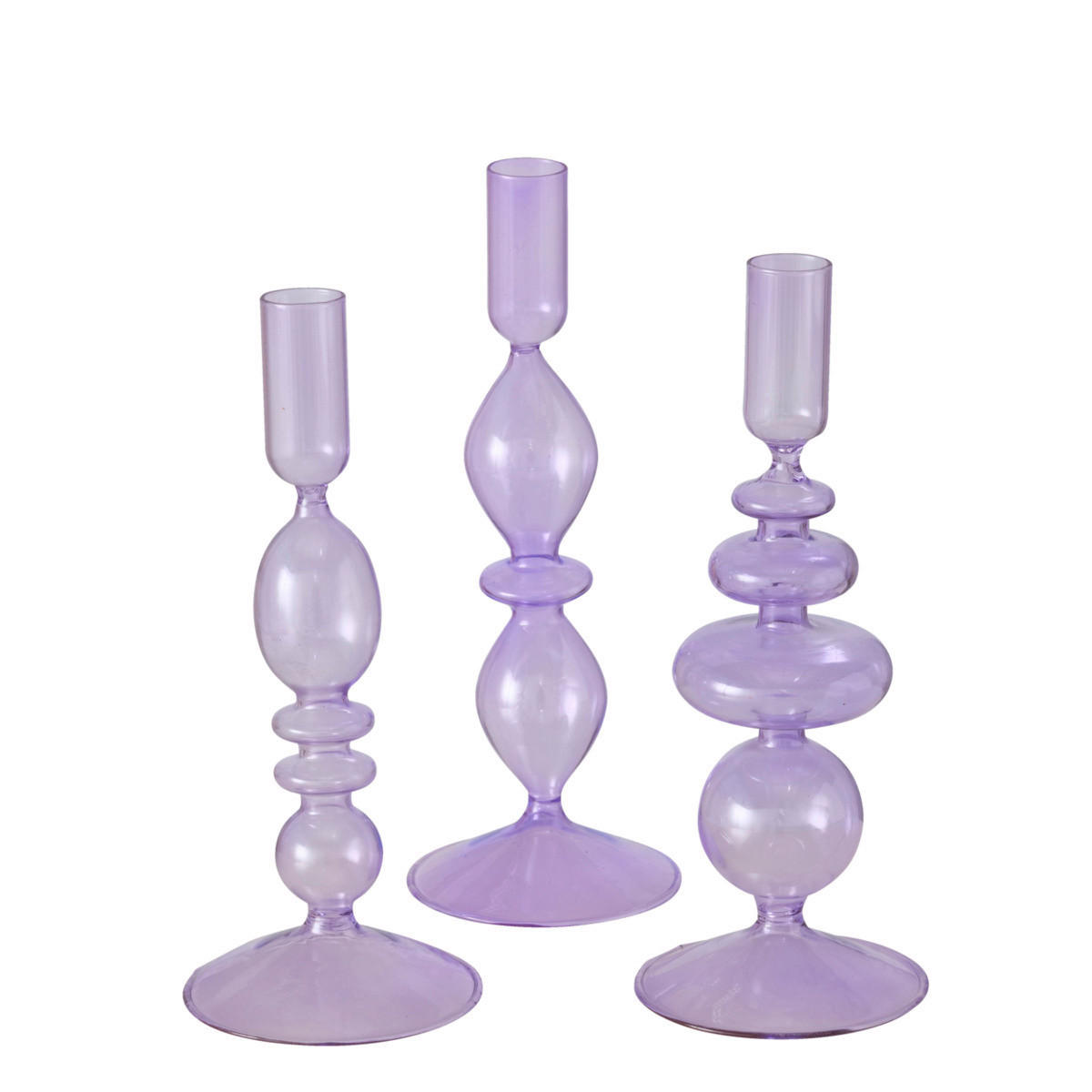 STOJAN NA SVÍČKY  sklo - fialová, Design, sklo (9/24cm)