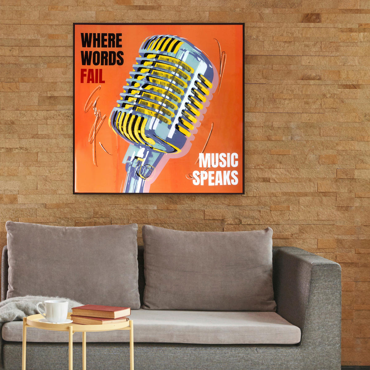 ÖLGEMÄLDE Sonstiges 80/80 cm  - Schwarz/Orange, Trend, Holz/Kunststoff (80/80cm) - Monee