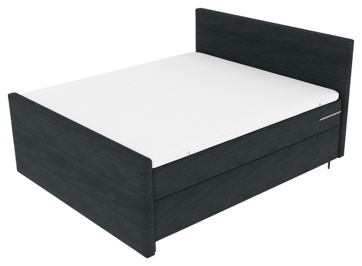 BOXSPRINGBETT 180/200 cm  in Anthrazit  - Anthrazit/Schwarz, Konventionell, Textil/Metall (180/200cm) - Carryhome