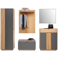 GARDEROBE 6-teilig  in 250/200/42 cm  - Eichefarben/Grau, Natur, Holz/Holzwerkstoff (250/200/42cm) - Linea Natura