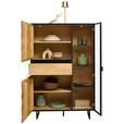 HIGHBOARD Schwarz, Wildeiche  95/148,8/42 cm  - Wildeiche/Schwarz, Natur, Glas/Holz (95/148,8/42cm) - Linea Natura