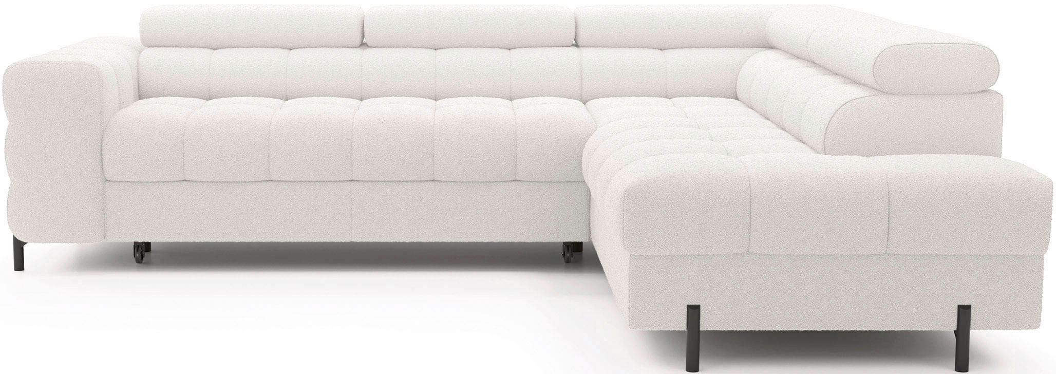 ECKSOFA Weiß Plüsch  - Schwarz/Weiß, Design, Textil/Metall (276/200cm) - MID.YOU