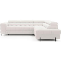 ECKSOFA Weiß Plüsch  - Schwarz/Weiß, Design, Textil/Metall (276/200cm) - MID.YOU