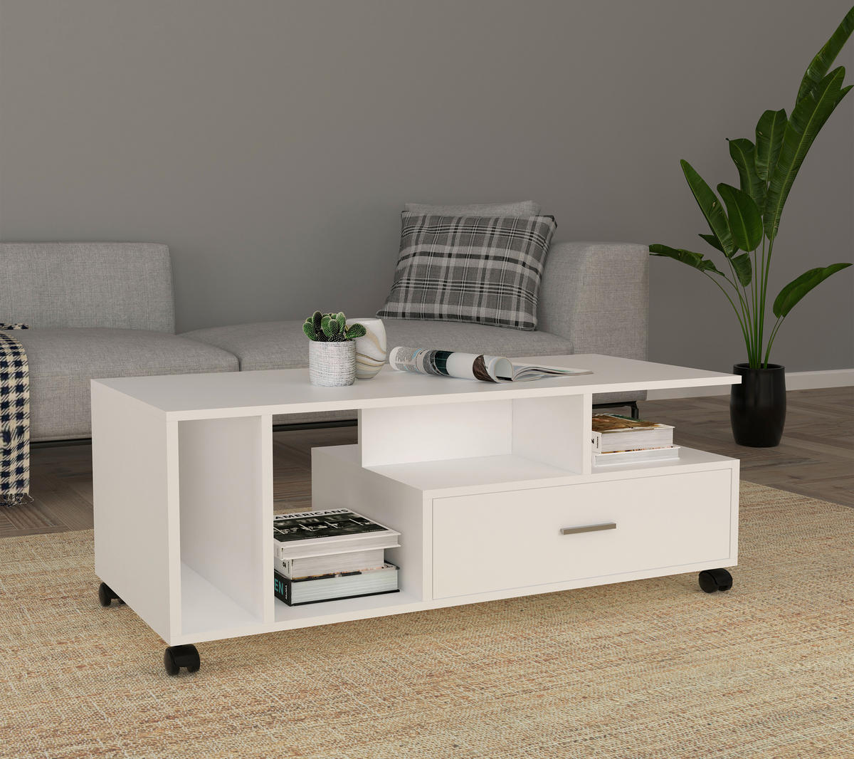 COUCHTISCH in Holzwerkstoff 112/50/42 cm  - Weiß, MODERN, Holzwerkstoff/Kunststoff (112/50/42cm) - MID.YOU