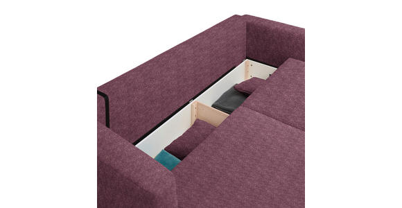 SCHLAFSOFA Velours Bordeaux - Bordeaux/Schwarz, Design, Kunststoff/Textil (250/92/105cm) - Carryhome