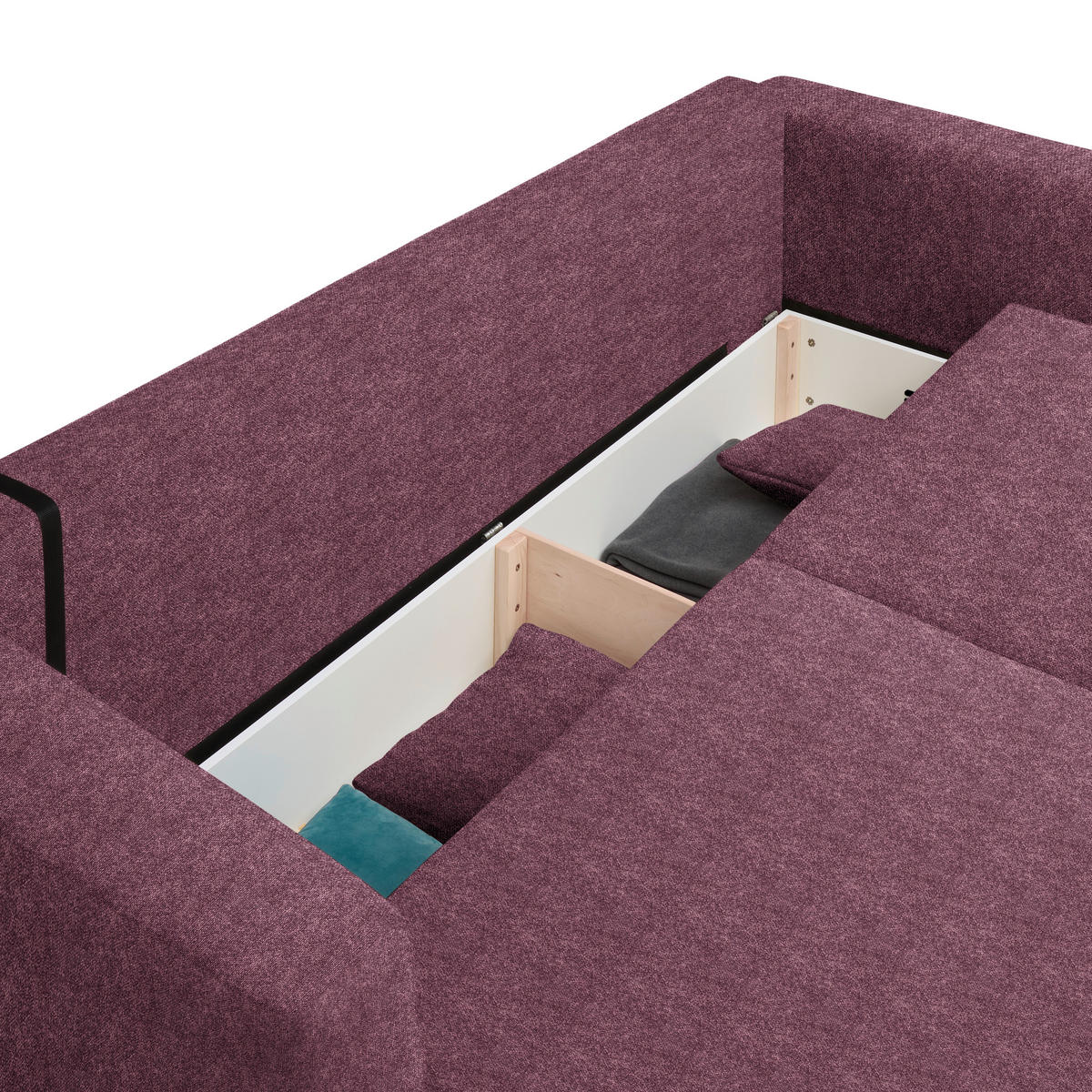 SCHLAFSOFA  mit Stoffauswahl, Schlafen auf Sitzhöhe, Rücken echt Velours Bordeaux  - Bordeaux/Schwarz, Design, Kunststoff/Textil (250/92/105cm) - Carryhome