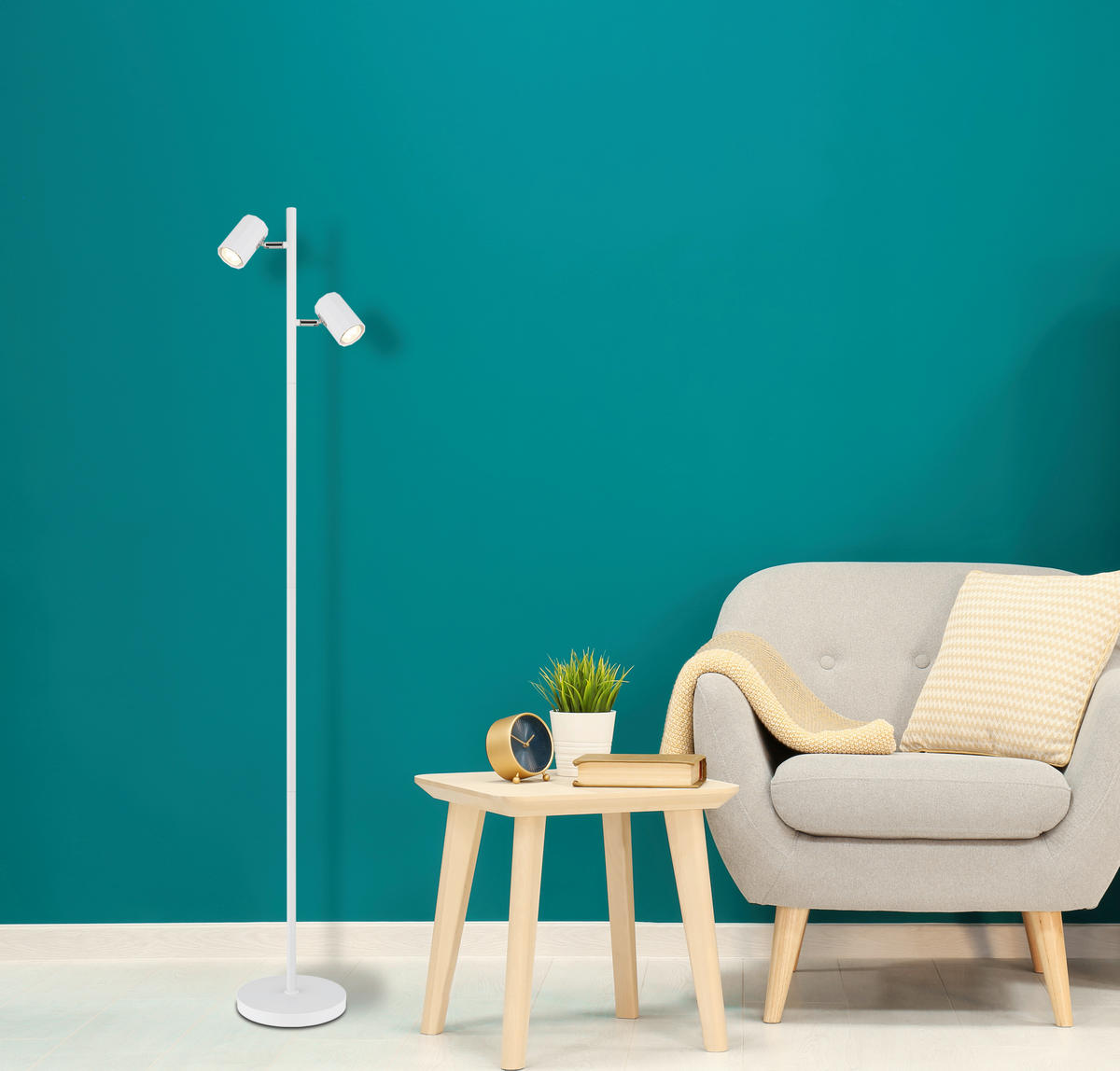 STOJACÍ LAMPA, 27/22/158 cm - bílá, Design, kov/plast (27/22/158cm) - Globo