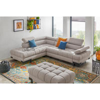 KOTNA SEDEŽNA GARNITURA, tkanina svetlo modra  - svetlo modra/črna, Design, kovina/tekstil (223/263cm) - Welnova