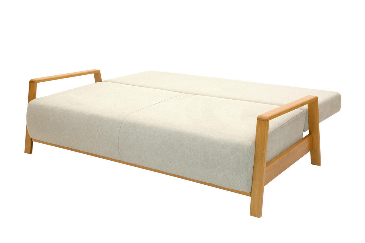 TŘÍMÍSTNÁ POHOVKA, textil, béžová - béžová, Basics, dřevo/textil (210/92/104cm) - Cantus