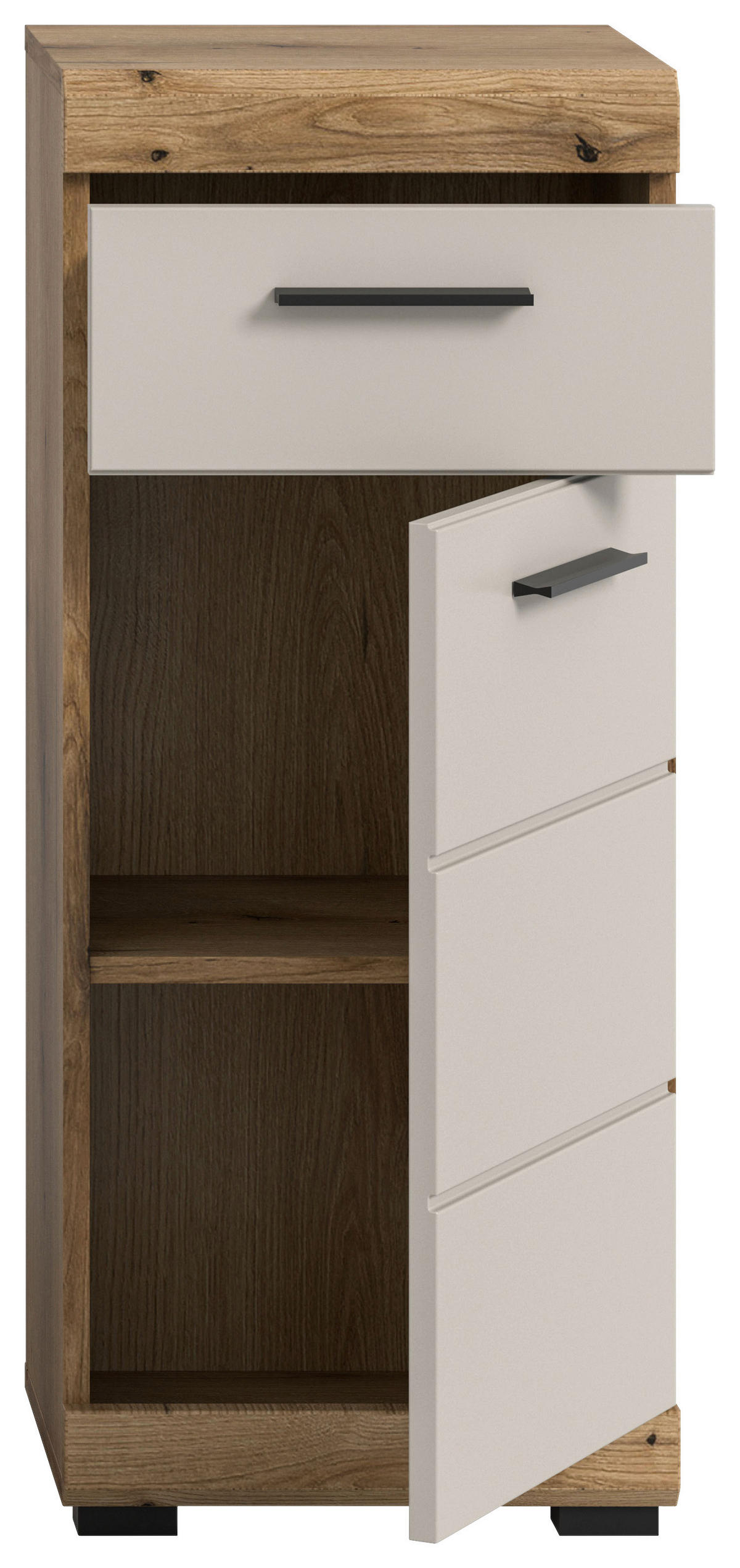 MIDISCHRANK 37/88/31 cm  - Kaschmir/Schwarz, MODERN, Holzwerkstoff/Kunststoff (37/88/31cm) - MID.YOU