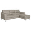 ECKSOFA in Lederlook Echtleder Platinfarben  - Platinfarben/Chromfarben, Design, Leder/Textil (241/168cm) - Livetastic