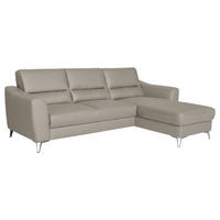 ECKSOFA in Lederlook Echtleder Platinfarben  - Platinfarben/Chromfarben, Design, Leder/Textil (241/168cm) - Livetastic