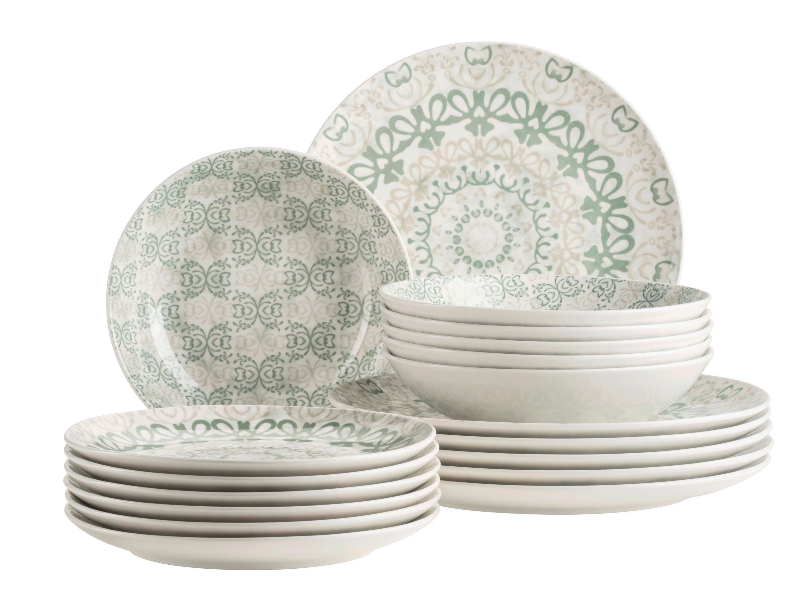 TELLERSET ORNEA 18-teilig  - Türkis/Braun, Basics, Keramik - Mäser
