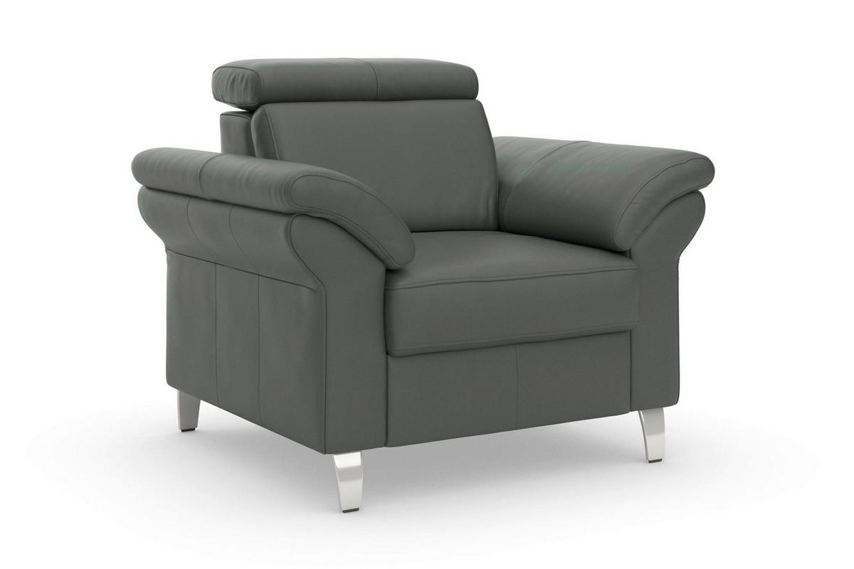 SESSEL Echtleder Anthrazit  - Chromfarben/Anthrazit, Basics, Leder/Metall (101/84/93cm) - Sit & More
