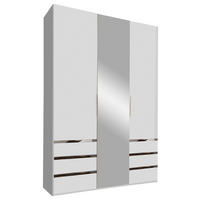 DREHTÜRENSCHRANK 150/216/58 cm,  in Silberfarben, Weiß, 3 Tür(en)  - Chromfarben/Silberfarben, MODERN, Glas/Holzwerkstoff (150/216/58cm) - MID.YOU