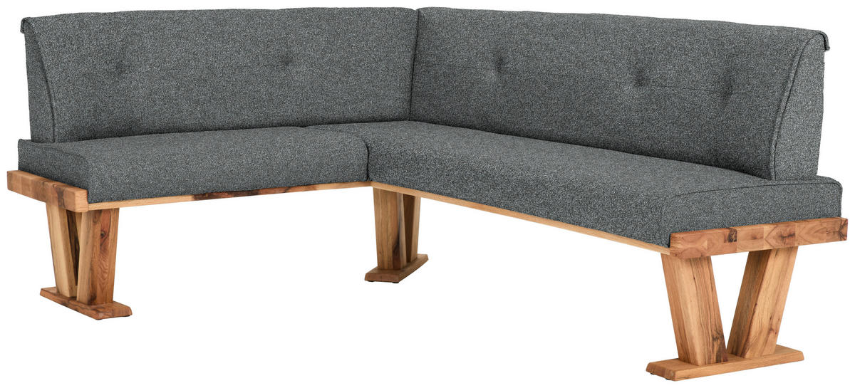ECKBANK 155/225 cm  in Dunkelgrau  - Eichefarben/Dunkelgrau, Natur, Holz/Textil (155/225cm) - Moderano