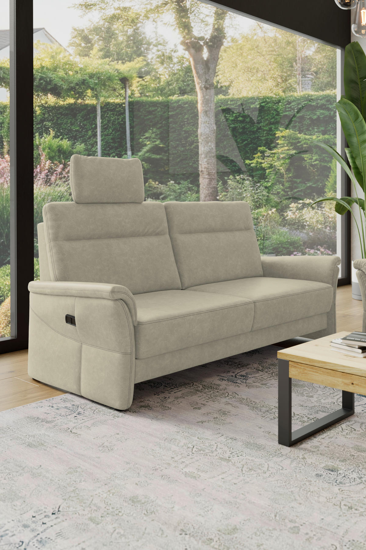 3,5-SITZER - Hellgrau/Schwarz, Konventionell, Kunststoff/Textil (205/98/91cm) - Elegando