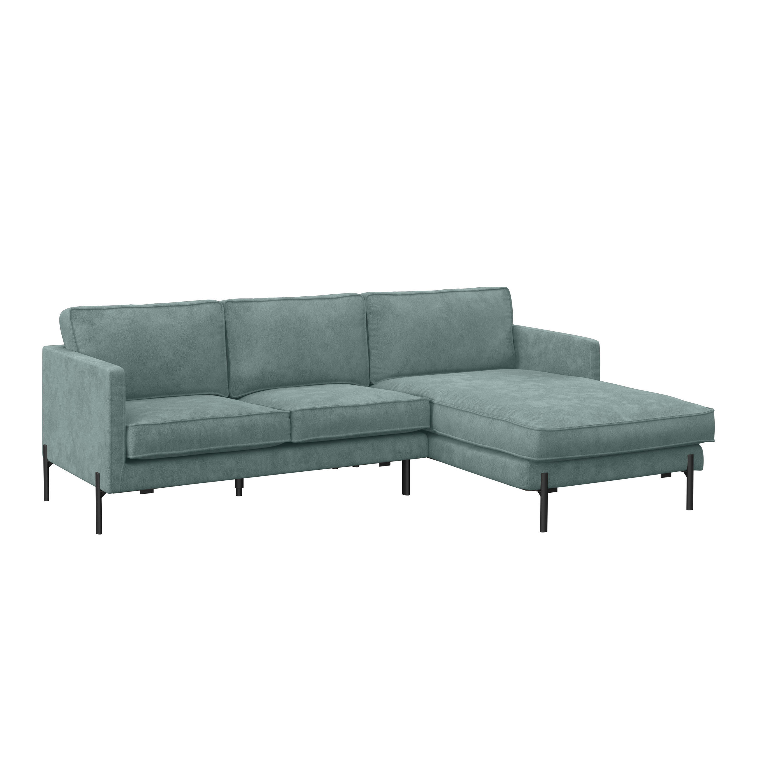 ECKSOFA in Flachgewebe Türkis  - Türkis/Schwarz, Trend, Textil/Metall (232/154cm) - Livetastic