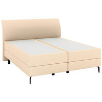 BOXSPRINGBETT 180/200 cm,  in Beige, gepolstertes Kopfteil, Matratzen, H3 + H3 = fest  - Beige/Schwarz, KONVENTIONELL, Kunststoff/Textil (180/200cm) - Musterring