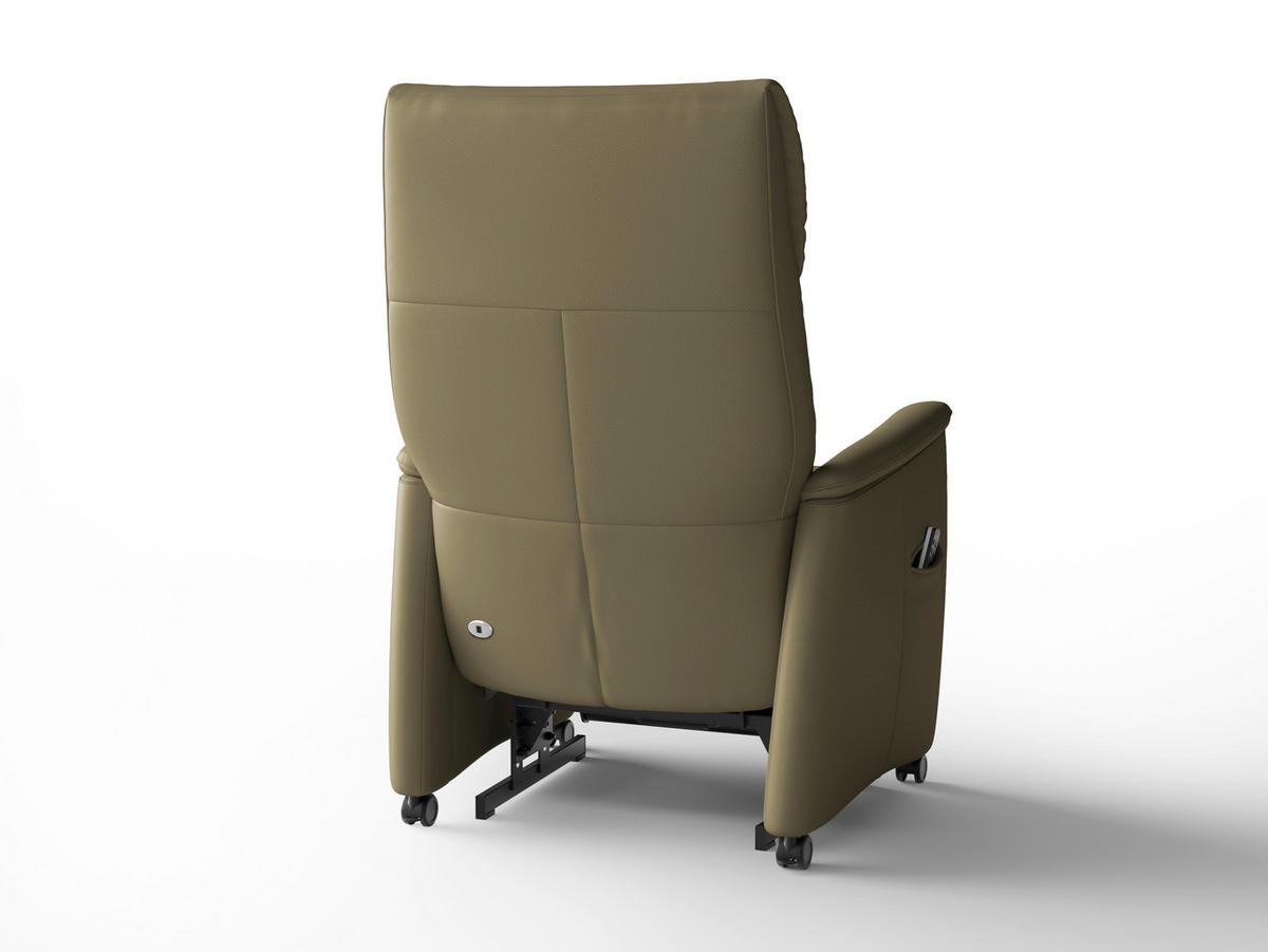RELAXSESSEL TV CREMONA COMFORT E M2 Echtleder Kopfteilverstellung, Fußteilverstellung, Rücken echt    - Schwarz/Olivgrün, Basics, Leder/Kunststoff (76/112/84cm) - Sit & More