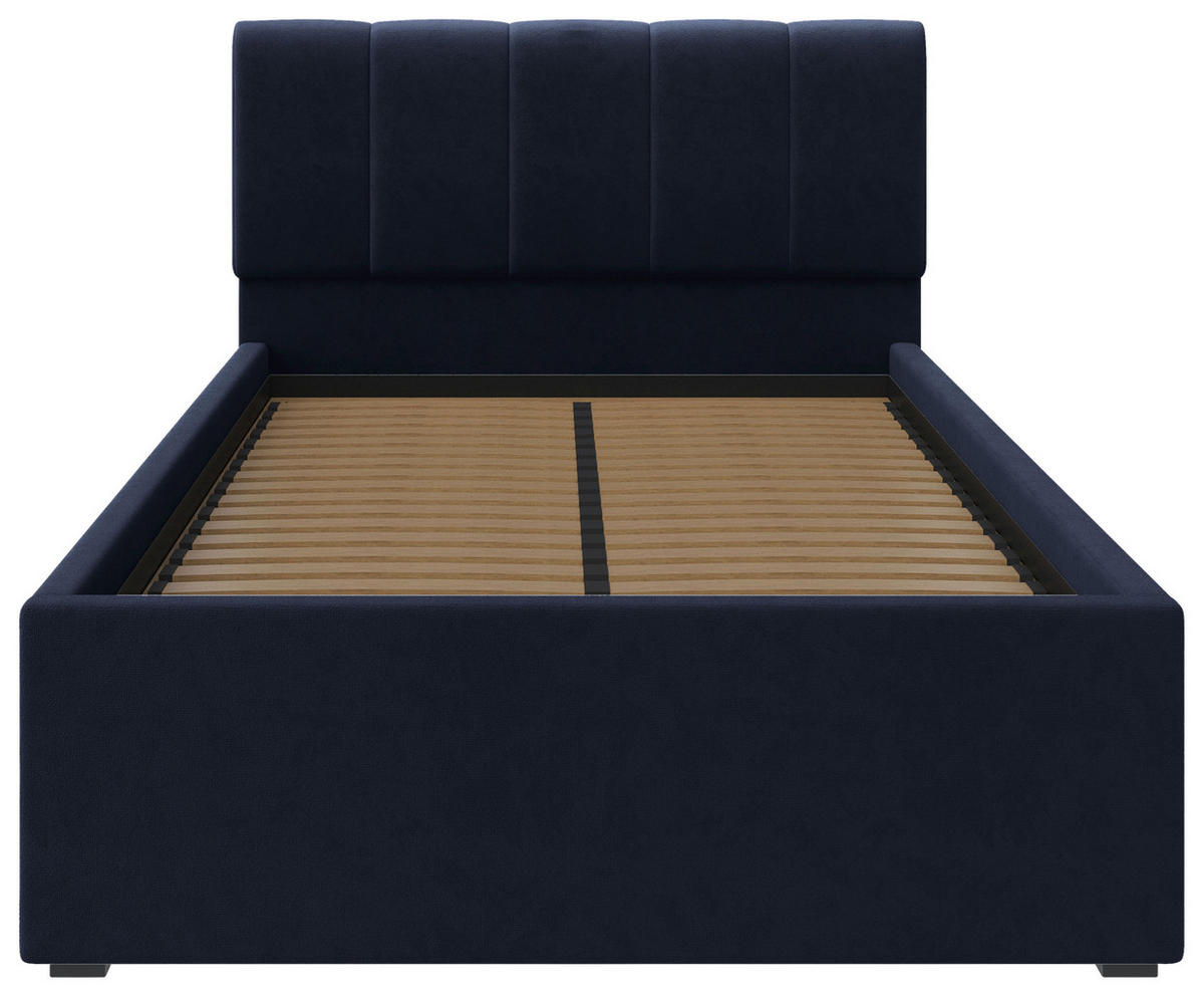 POLSTERBETT Lattenrost, Bettkasten Dunkelblau 120/200 cm  - Schwarz/Naturfarben, Design, Holz/Kunststoff (120/200cm) - Stylife